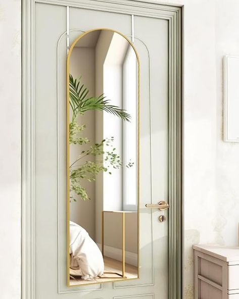 Full Length Door Mirror, Mirror On Door, Bedroom Mirror Full Length, Door Hanging Mirror, Full Length Mirror Gold, Black Floor Mirror, Living Room Closet, Stand Up Mirror, Arched Floor Mirror