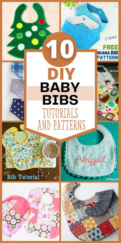 Patchwork Bib Pattern, Easy Sewing Baby Projects, Sewing Ideas For Babies, Easy Sew Baby Projects, Diy Baby Boy Bibs, Diy Baby Girl Bibs, Things To Sew For Baby, Diy Baby Bibs Pattern, Diy Baby Bib