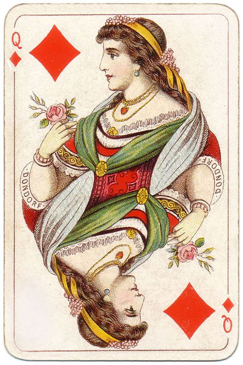 Queen Of Diamonds Card, Random Reference, Queen Of Diamonds, King Drawing, King Of Spades, Play Cards, Queen Of, Divination Cards, Vintage Playing Cards