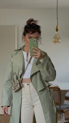 Green Trench Coat Outfit Spring, Long Green Trench Coat Outfit, Pistachio Coat Outfit, Green Trench Coat Outfit Winter, Sage Trench Coat Outfit, Sage Green Trench Coat Outfit, Light Green Trench Coat Outfit, Green Long Coat Outfit, Summer Trench Coat Outfit