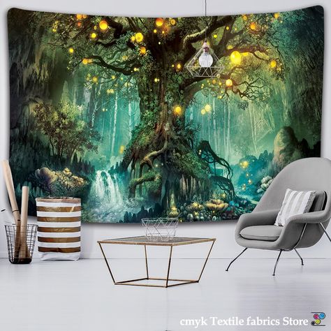 Cheap Decorative Tapestries, Buy Quality Home & Garden Directly from China Suppliers:New year Tapestry Christmas Decoration Forest Mushroom Decor Large Wall Hanging Nature Tapestries Psychedelic Hippie Home Decor Enjoy ✓Free Shipping Worldwide! ✓Limited Time Sale ✓Easy Return. 3d Print Design, Ancient Trees, Tree Tapestry, Wishing Tree, Flower Market Poster, Carpet Sale, Ancient Tree, Scene Design, Wall Carpet