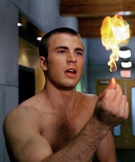 Johnny Storm | Human Torch (Chris Evans in Fantastic Four, 2005) Buzzcut Chris Evans, Chris Evans Johnny Storm, Chris Evans Buzzcut, Johnny Storm Chris Evans, Chris Evans Human Torch, Fantastic Four 2005, Chris Evans Tattoos, The Human Torch, Chris Evans Tumblr