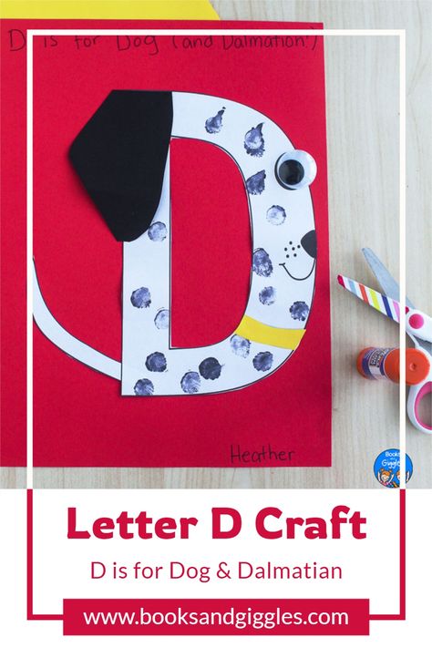 This adorable letter D craft (with free printable template) is just begging for you to make it! Your preschoolers can use their fingers to paint dots on it, turning a plain dog into a dalmatian. D Is For Dog Craft, Letter D Crafts For Preschoolers, Letter D Craft, October Lesson Plans, Preschool Alphabet Letters, Letter D Crafts, D Is For Dog, Halloween Craft Kits, Preschool Craft Activities