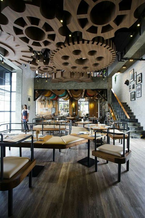 Clockwork Decor Décor Steampunk, Steampunk Interior, Interior Kantor, False Ceiling Living Room, Plafond Design, Faux Plafond, 카페 인테리어 디자인, Steampunk Decor, False Ceiling Design