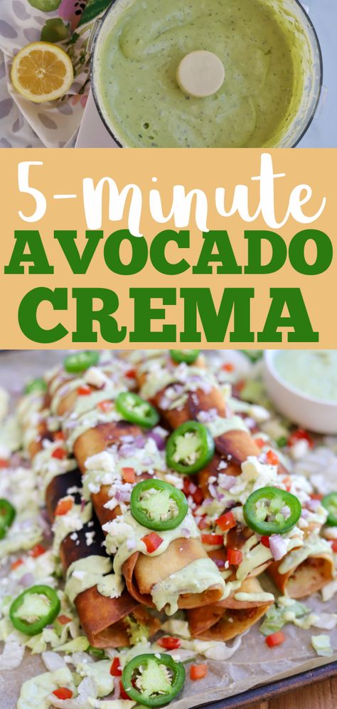 Avocado Crema is a super easy condiment that pairs well with tacos, quesadillas, enchiladas, Mexican Pizzas and everything in-between. #Avocado #Crema #Recipe Mexican Food Authentic Mexico, Plant Remedies, Crema Recipe, Food Feast, Avocado Crema, Healthy Mexican, Avocado Dressing, Condiment Recipes, Street Tacos