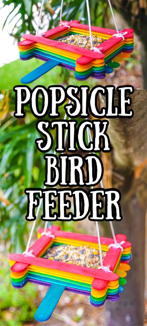 Stick Bird Feeder, Popsicle Stick Crafts For Kids, Camping Crafts For Kids, Bird Feeder Craft, Popsicle Crafts, Stick Crafts, Popsicle Stick Crafts, Popsicle Stick, Camping Crafts