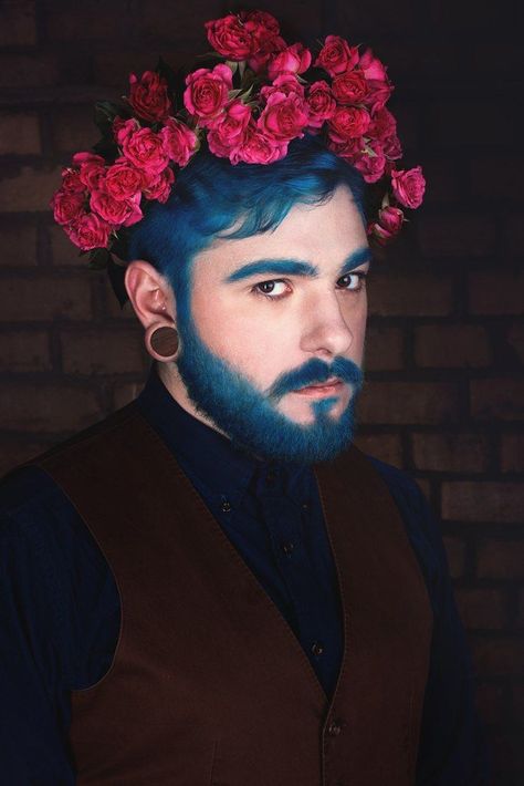 Colored Beard, Men Flowers, Flower Men, Kids Hair Cuts, Round Face Haircuts, Colorful Hair, Flower Boys, Short Hair Haircuts, Quick Hairstyles