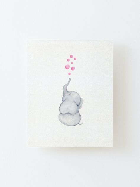 Baby Elephant Painting, Clay Cafe, Baby Canvas, Colour Art, Baby Painting, Baby Room Art, Elephant Painting, Watercolor Ideas, Pink Bubbles