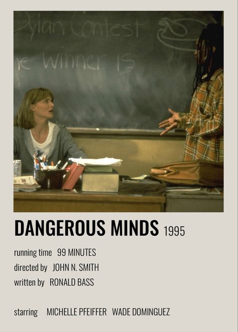 Dangerous Minds Poster, Dangerous Minds Movie, Minimalist Film Posters, 00s Anime, Anime Girlboss, Whatsapp Theme, Movies To Watch Teenagers, Movie Hacks, Movie Recommendations