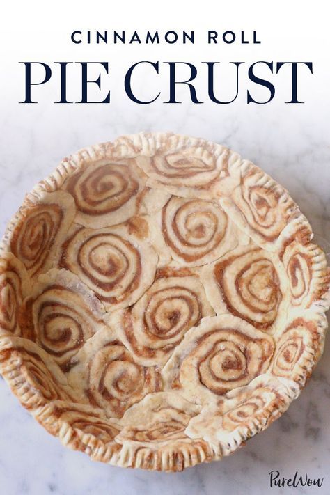 Cinnamon-Roll Pie Crust via @PureWow Cinnamon Roll Pie Crust, Pie Contest, Cinnamon Pie, Pie Crust Designs, Store Bought Pie Crust, Pastry Recipe, Fall Desserts Easy, Pie Crusts, Pie Crust Recipes