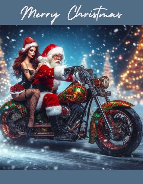 Christmas Images Hd, Motorcycle Christmas, Harley Davidson Artwork, Merry Christmas Santa Claus, Santa And Mrs Claus, Estilo Cholo, Merry Christmas Pictures, Christmas Tee Shirts, Betty Boop Pictures