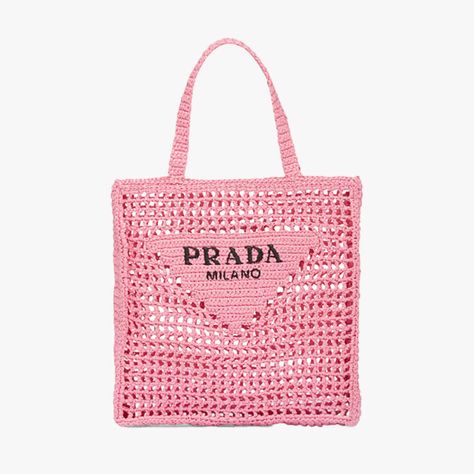 Prada Tote Bag, Woven Leather Bag, Knitting Tote Bag, Best Tote Bags, Bag Prada, Lettering Logo, Leather Cuts, S Monogram, Crochet Tote Bag