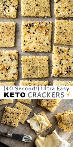 (40 Second!) Ultra Easy Microwave Gluten Free & Keto Crackers #keto #glutenfree #lowcarb #crackers Lowcarb Crackers, Keto Brood, Keto Crackers, Keto Quiche, Desayuno Keto, Low Carb Crackers, Desserts Keto, Breakfast Low Carb, Starting Keto Diet