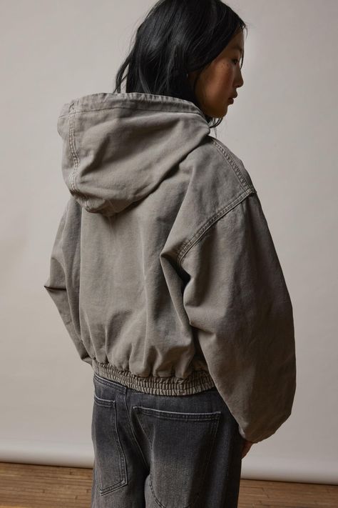 BDG Mini Sk8 Canvas Hooded Jacket | Urban Outfitters Australia - Clothing, Music, Home & Accessories Streetwear Jacket Women, Oversized Jackets Women, Fall Jackets 2024, Trucker Jacket Outfit Women, Oversized Jacket Aesthetic, Winter Jackets Aesthetic, Hooded Jacket Outfit, Street Wear Jacket, Trucker Jacket Outfit