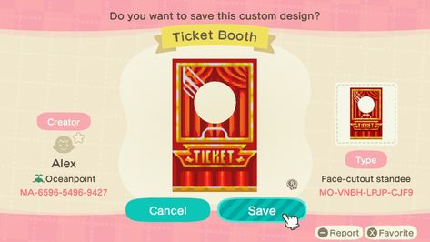 Animal Crossing Ticket Booth Design, Acnh Ticket Stall, Animal Crossing Ticket Booth, Acnh Carnival Design Codes, Acnh Ticket Booth, Acnh Carnival Path, Acnh Carnival Design, Acnh Circus, Acnh Carnival Ideas