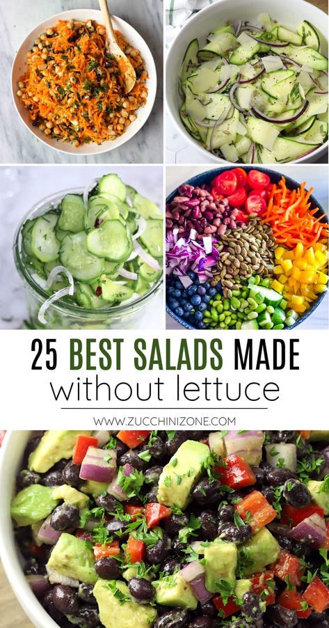 Salads Without Leafy Greens, Salad Ideas Without Lettuce, Salad No Lettuce Recipes, No Leaf Salad, Non Leafy Salad Recipe, Lettuce Free Salad Recipes, Cooked Vegetable Salad, No Lettuce Salads, Lettuce Free Salad