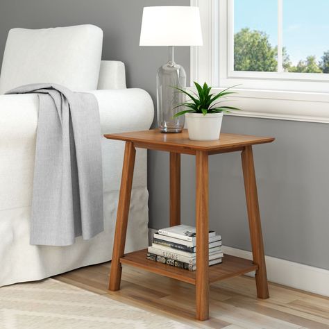 PRICES MAY VARY. Quality Side Table: This modern side table is crafted with durable melamine and non-toxic finishes for a premium look and exceptional durability; Small side table can be used as a bedside table in a bedroom or an end table in the living room Mid-Century Design: Small side table features a sleek design with angled legs and neutral finishes to create a mid-century look that complements any décor; Accent table includes a shelf on bottom the for extra storage and space on top for a Mcm Side Table, Bedside Table Wood, Side Table Mid Century, Wooden Bed Side Table, Bed Side Table Design, Mid Century Modern Bedside Table, Side Table For Bedroom, Mid Century Modern End Table, Mid Century Modern Side Table