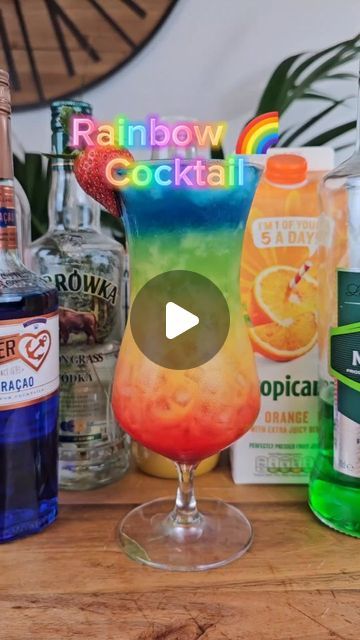 FirstSip.co.uk on Instagram: "Rainbow 🌈 Cocktail #rainbow #rainbowcocktail #drink #drinktok #easycocktails #recipe #fyp #howto #layer #multicolor" Rainbow Paradise Cocktail Recipe, Layered Drinks Alcohol, Pride Drink Recipes, Rainbow Paradise Cocktail, Layered Drinks Non Alcoholic, Rainbow Drinks Alcohol, Rainbow Cocktail Recipe, Pride Cocktails, Candy Alcohol Drinks