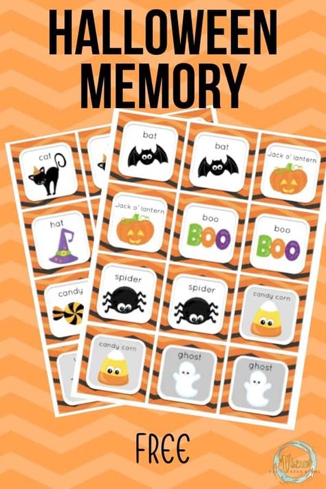 Halloween Games Preschoolers, Halloween Game For Preschool, Halloween Memory Game Free Printable, Halloween Patterns Free, Halloween Memory Game Printable, Halloween Kindergarten Games, Halloween Games For Preschool, Halloween Language Activities Preschool, Kindergarten Halloween Games