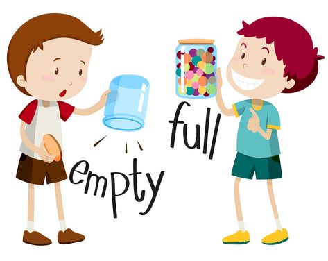 Full Empty Opposite Words For Kids, Opposites Preschool, Ingles Kids, English Opposite Words, List Of Adjectives, Opposite Words, Empty Jar, Flashcards For Kids, Kids English