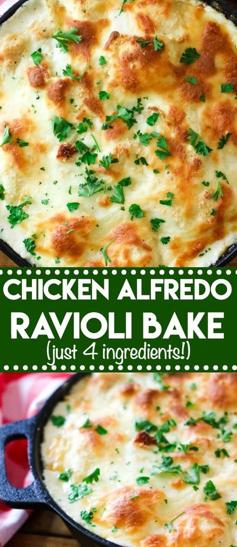 Alfredo Ravioli Bake, Chicken Alfredo Ravioli, Alfredo Ravioli, Ravioli Casserole, Spinach Ravioli, Ravioli Bake, Chicken Alfredo Recipes, Ravioli Recipe, Alfredo Recipe