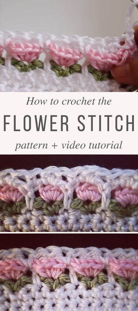 Crochet Flower Stitch, Flower Stitch, Beau Crochet, Confection Au Crochet, Booties Crochet, Crochet Simple, Haken Baby, Stitch Crochet, Crochet Borders