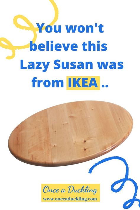 Poor old lazy Susan - it's not the best reputation to have, is it?  Turns out this Lazy Susan (or Lazy Snudda) from Ikea was just perfect for this makeover idea.  It cost me only £3 from Facebook Marketplace and with some very basic DIY skills it had a complete make-over. Talk about budget transformation! #lazy susan #ikea Wooden Lazy Susan Ideas, Lazy Susans Ideas, Lazy Susan Upcycle, Lazy Susan Hacks, Lazy Susan Makeover, Diy Lazy Susan Turntable, Ikea Lazy Susan, Countertop Lazy Susan, Lazy Susan Decor