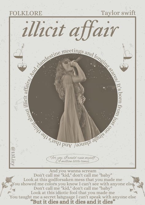 Illicit affairs- Taylor swift- the eras tour- folklore- poster Fan Girl Posters Taylor Swift, Taylor Swift Room Posters, Illicit Affairs Wallpaper, Taylor Swift Illicit Affairs, Illicit Affairs Taylor Swift, Taylor Swift Room, Folklore Poster, Illicit Affairs, Swift Aesthetic