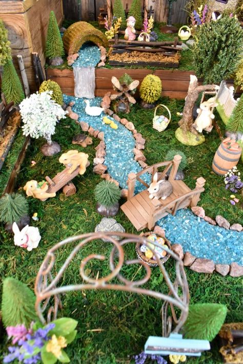 DIY Miniature Peter Rabbit Easter Village - Enchanting Woodland Scene Large Fairy Garden, Peter Rabbit Easter, Easter Village, Fairytale Garden, Easter Fairy, Fairy House Crafts, Fairy Garden Designs, Easter Garden, Homemade Art