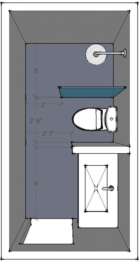 Bathroom Layout Plans, Sink Toilet, Bilik Air, Small Bathroom Layout, Narrow Bathroom, Bathroom Design Layout, Bathroom Plans, Bilik Mandi, Bathroom Floor Plans