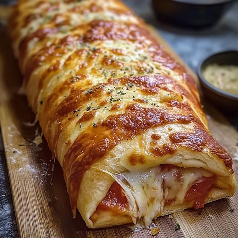 Cheese Breads, Flavored Cheese, Stromboli Recipe Easy, Homemade Stromboli, Stromboli Recipe, Cheese All, American Dishes, Pizza Recipes Homemade, Chapati