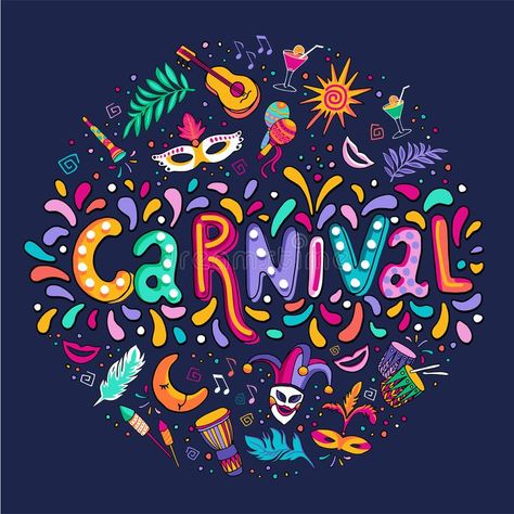 Party Elements, Carnival Art, Carnival Posters, Window Drawing, Event Graphics, Desain Editorial, Carnival Themes, Doodle Designs, Colorful Party