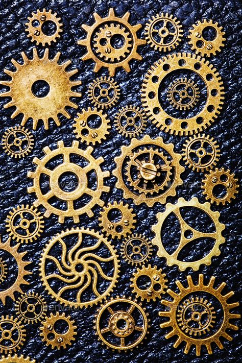 Diy Gears, Steampunk Machine, Gear Drawing, Steampunk Guitar, Leather Background, Steampunk Aesthetic, Mechanical Gears, Arte Steampunk, Altoids Tins