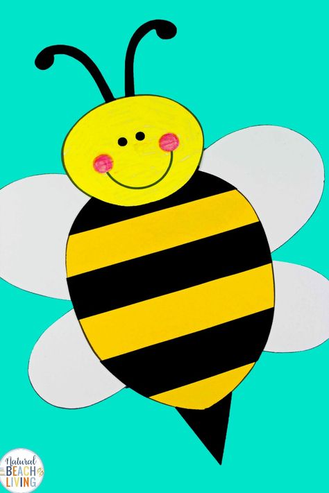 Preschool Bee Craft with Free Bee Template - Natural Beach Living Bee Template, Bumble Bee Craft, Bee Craft, Bee Crafts For Kids, Bee Activities, Bee Printables, Insect Crafts, Insects Theme, Preschool Arts And Crafts