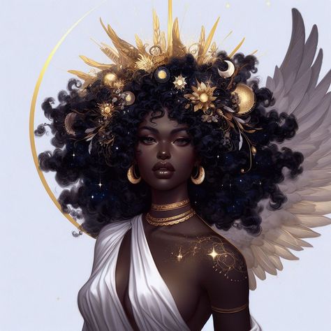 African Goddess, Black Goddess, Afrocentric Art, Black Art Painting, Black Cartoon, Goddess Art, Black Love Art, Black Art Pictures, Inspiring Art