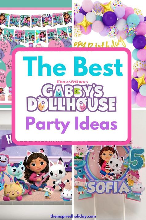 Gabby Playhouse Birthday Ideas, Gabby Dollhouse Party Treats, Gaby And The Doll House Birthday Party, Gabby’s Dollhouse Birthday Party Activities, Gabby Dollhouse Birthday Party Ideas Diy, Gabby Cat Dollhouse Birthday Party, Gabby Cat Party Favors, Gabbys Dollhouse Pull Apart Cake, Gabbys Dollhouse Themed Birthday Party