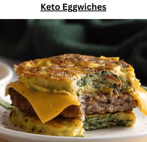 Keto Eggwiches - EASY KETO RECIPES Keto Eggwiches, Low Carb Breakfast Sandwich, Ketone Recipes, Banting Recipes, Free Keto Meal Plan, Breakfast Routine, Classic Breakfast, Protein Packed Breakfast, Sausage And Egg