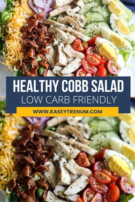 Healthy Cobb Salad Recipe with Chicken Healthy Salad Ingredients, Healthy Cobb Salad, Salad Recipe With Chicken, Reboot Your Life, Chicken Breast Salad, Low Carb Chicken Salad, Classic Cobb Salad, Salad Recipes Low Carb, Recipe With Chicken