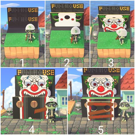 Animal Crossing Spooky Carnival, Acnh Spooky Designs, Acnh Circus, Acnh Halloween Island Ideas, Acnh Horror, Acnh Halloween Code, Halloween Acnh, Acnh Spooky, Acnh Halloween