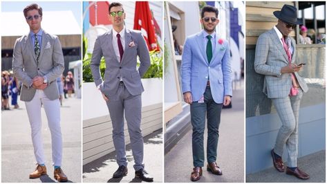 What to Wear to the Races (Men's Style Guide) - The Trend Spotter Cheltenham Races Outfits, Horse Race Outfit, Melbourne Races, Race Day Fashion, Oaks Day, The Trend Spotter, Race Outfit, Racing Fashion, Dresses For The Races