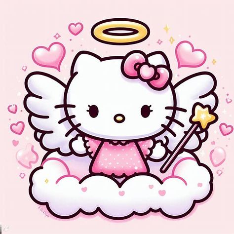 Disney Png Aesthetic, Angel Hello Kitty, Hello Kitty Angel, Beauty And Beast Birthday, Y2k Hello Kitty, Charmmy Kitty, Hello Kitty Images, Angel Wallpaper, Hello Kitty Characters