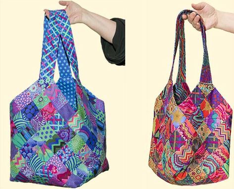 Mondo and Midi Bags Mondo Bag Pattern Free Printable, Mondo Bag Pattern Free, Mondo Bag Tutorial Free Pattern, Patchwork Hobo Tote Bag, Shopping Tote Bag With Patchwork, Mondo Bag, Multicolor Patchwork Bags For Shopping, Cheap Patchwork Tote Shoulder Bag, Quilters Bag