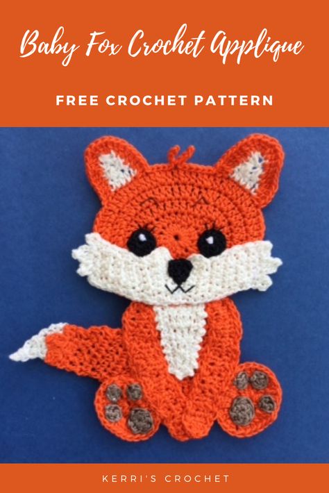 How To Crochet A Fox Free Pattern, Crochet Woodland Animals Applique Free Pattern, Fox Crochet Pattern Free Blanket, Crochet Application Pattern Free, Crochet Fox Applique Pattern Free, Fox Applique Pattern Free, Knitted Appliques Free Pattern, Crochet Apliques Animals Free Pattern, Crocheted Fox Pattern Free