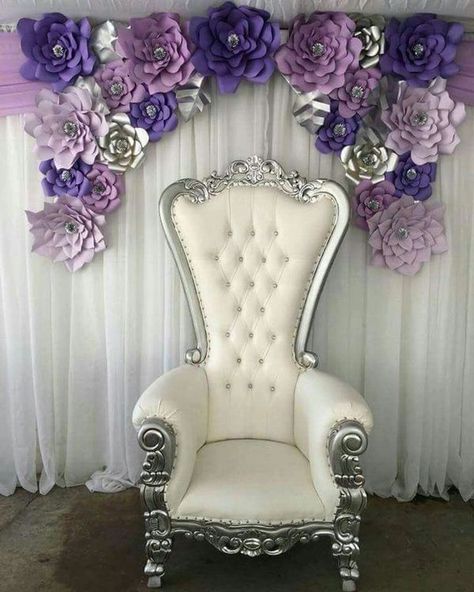 Queen Chair, Purple Quince, Quince Decorations, Sweet 16 Decorations, Quinceanera Decorations, Rent Me, Wedding Chair Decorations, Throne Chair, Pipe And Drape