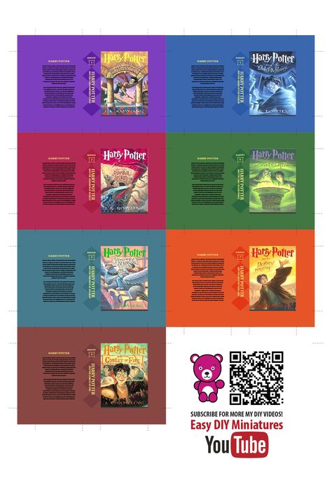 Harry Potter Book Covers Printable, Polymer Cane, Harry Potter Book Covers, Cover Harry Potter, Photo Book Cover, Mini Books Diy, Book Printables, Toy Furniture, Harry Potter Miniatures