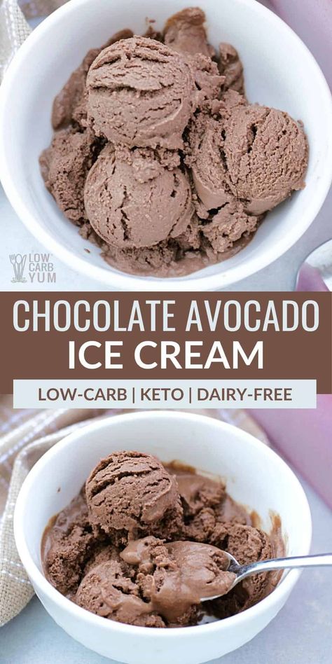 Avacado Ice Cream, Chocolate Avocado Ice Cream, Avocado Ice Cream Recipe, Dairy Free Keto, Ice Cream Aesthetic, Paleo Ice Cream, Sugar Free Ice Cream, Nice Cream Recipe, Avocado Ice Cream