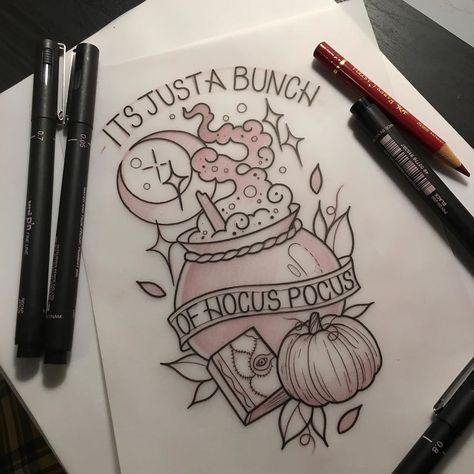 Hocus Pocus Tattoo, Arm Tats, Goth Tattoo, Which Witch, Finger Tattoo Designs, Harry Potter Tattoos, Bff Tattoos, Cool Pencil Drawings, Halloween Tattoos