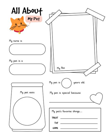 All About My Pet Printable Worksheet My Favorite Pet Writing, My Pets Worksheets For Kids, Pet Animals Worksheets For Kids, Osch Activities, Pets Worksheets Preschool, Pet Animals Worksheet, Pets Activities For Kids, Pet Activities For Preschool, Pet Worksheet