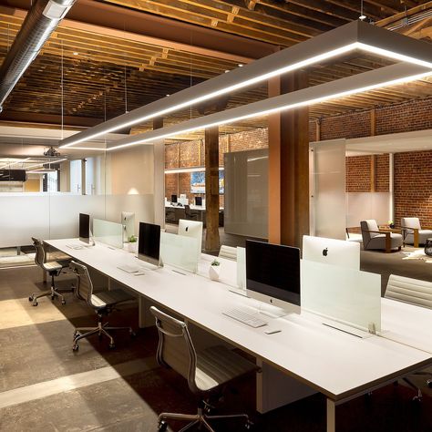 Architecture Office Interior, Architecture Office Design, Office Modern Design, Modern Office Space Design, Feldman Architecture, Led Office Lighting, Office Architecture, Cool Office Space, Retail Lighting