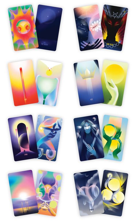 Dream Vision Tarot by Emma Zhang — Kickstarter Quiz Card Design, Tarot Graphic Design, Tarot Illustration Design, Tarot Cards Design, Card Deck Design, Beautiful Tarot Cards, Ssjg Goku, Card Game Illustration, Tarot Graphic